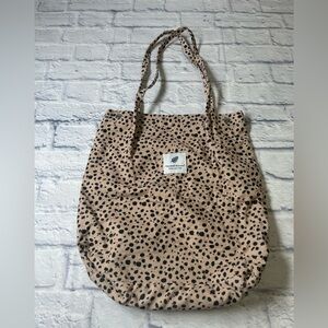 “You Need This One” Enjoy Your Life Spotted Tan/Black Corduroy Tote/Shopping Bag